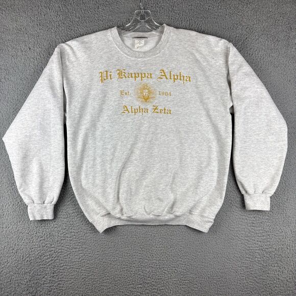Pi Kappa Alpha Sweatshirt Men’s Medium Graphic Print Gray Hanes Ultimate Cotton - Picture 1 of 11